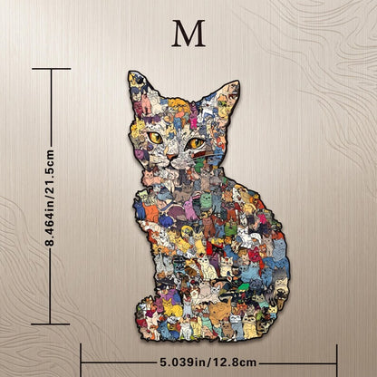 Wooden Cat Puzzle Toy: Challenging Animal Shaped Jigsaw for Adults and Kids