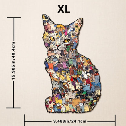 Wooden Cat Puzzle Toy: Challenging Animal Shaped Jigsaw for Adults and Kids